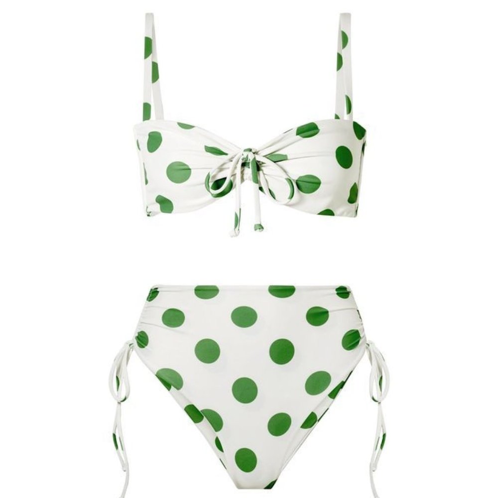 Faithfull the Brand White Bikini with Green Polka Dots - Picture 2 of 11